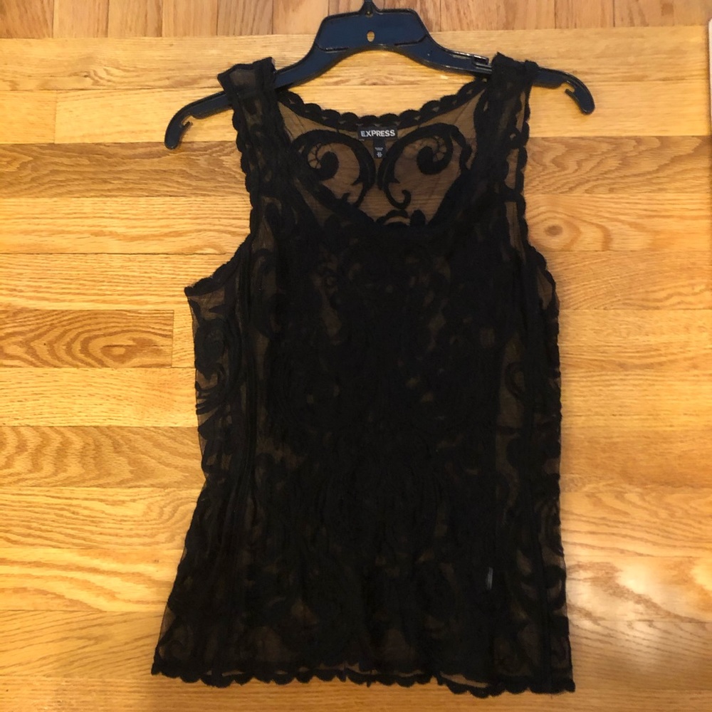 Black Express Lace Sleeveless Tank